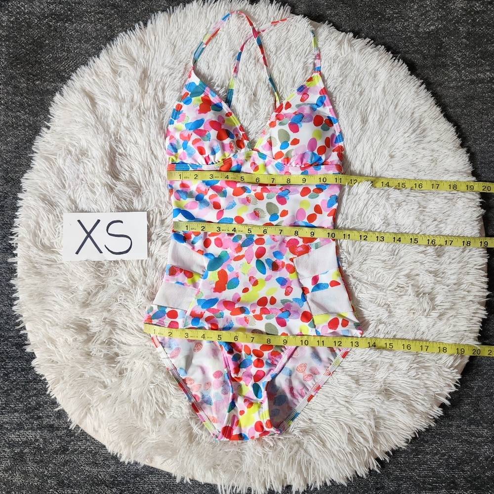 Spotted Retro V-Neck One Piece Bathing Suit - Picture 9 of 14